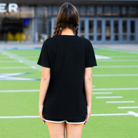 Load image into Gallery viewer, 50083 - Sequin Football Half Sleeve Top - Black
