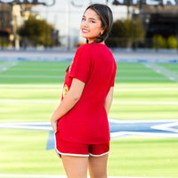 Load image into Gallery viewer, 50083 - Sequin Football Half Sleeve Top - Red
