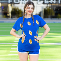 Load image into Gallery viewer, 50083 - Sequin Football Half Sleeve Top - Royal Blue
