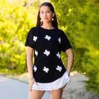 Load image into Gallery viewer, 50084 - Texas Sequin Patch Half Sleeve Top
