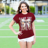 Load image into Gallery viewer, 50088 - Football Game Day Half Sleeve Top - Maroon
