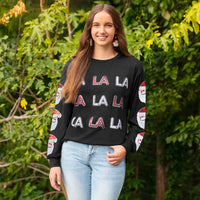 Load image into Gallery viewer, 50096 - Christmas FA LA LA Sequined Santa Claus Long Sleeve Top
