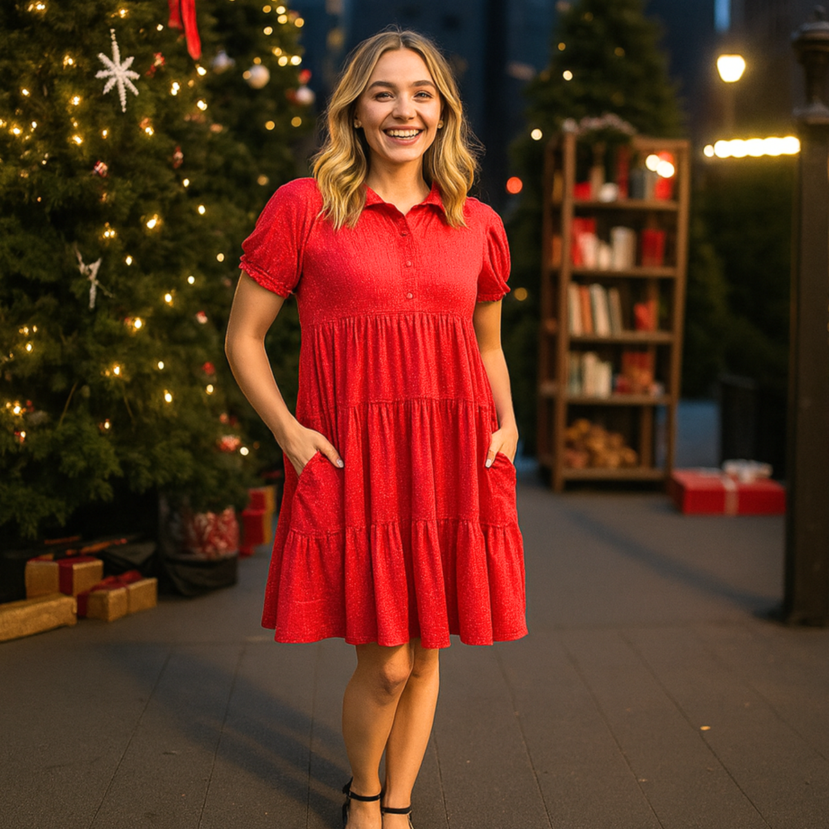 50098 - Shimmery Dress with Pockets