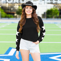 Load image into Gallery viewer, 50099 - Texas Sequined Star Patch Long Sleeve Top - Black
