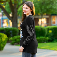Load image into Gallery viewer, 50107 - Pumpkin Spice &amp; Spooky Nights Halloween Sequin Long Sleeve Top
