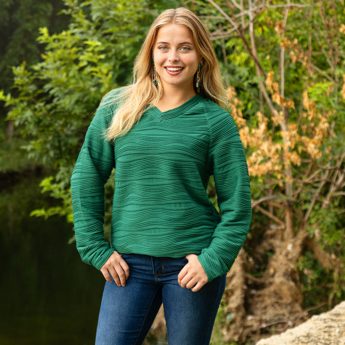 50110 - Textured Long Sleeve Top