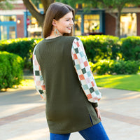Load image into Gallery viewer, 50111 - Textured Patchwork Print Long Sleeve Top

