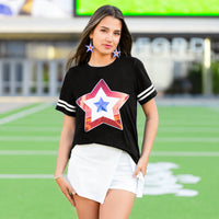 Load image into Gallery viewer, 50123 - Game Day Sequin Star Half Sleeve Top
