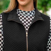 Load image into Gallery viewer, 50126 - Quilted Zip-Up Vest with Pockets - Black
