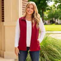 Load image into Gallery viewer, 50126 - Quilted Zip-Up Vest with Pockets - Maroon
