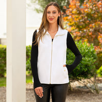 Load image into Gallery viewer, 50126 - Quilted Zip-Up Vest with Pockets - White
