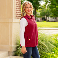 Load image into Gallery viewer, 50126 - Quilted Zip-Up Vest with Pockets - Maroon
