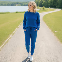 Load image into Gallery viewer, 50133 - Solid Textured Top and Bottom Jogger Set - Royal Blue
