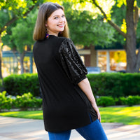 Load image into Gallery viewer, 50144 - BOO Sequin Bubble Sleeves Halloween Top
