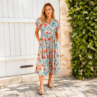 Load image into Gallery viewer, 50230 – Multi Floral Ruffle Sleeve Top with Pockets
