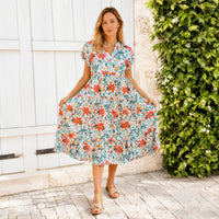 Load image into Gallery viewer, 50230 – Multi Floral Ruffle Sleeve Top with Pockets
