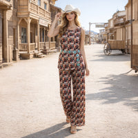 Load image into Gallery viewer, 50255 – Western Collage Print Top and Wide Leg Pants Set with Pockets
