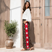 Load image into Gallery viewer, 50289 – Leopard Print Wide Leg Pants with Stars and Pockets
