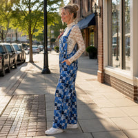 Load image into Gallery viewer, 50305 – Blue Floral Patchwork Wide Leg Overalls with Pockets
