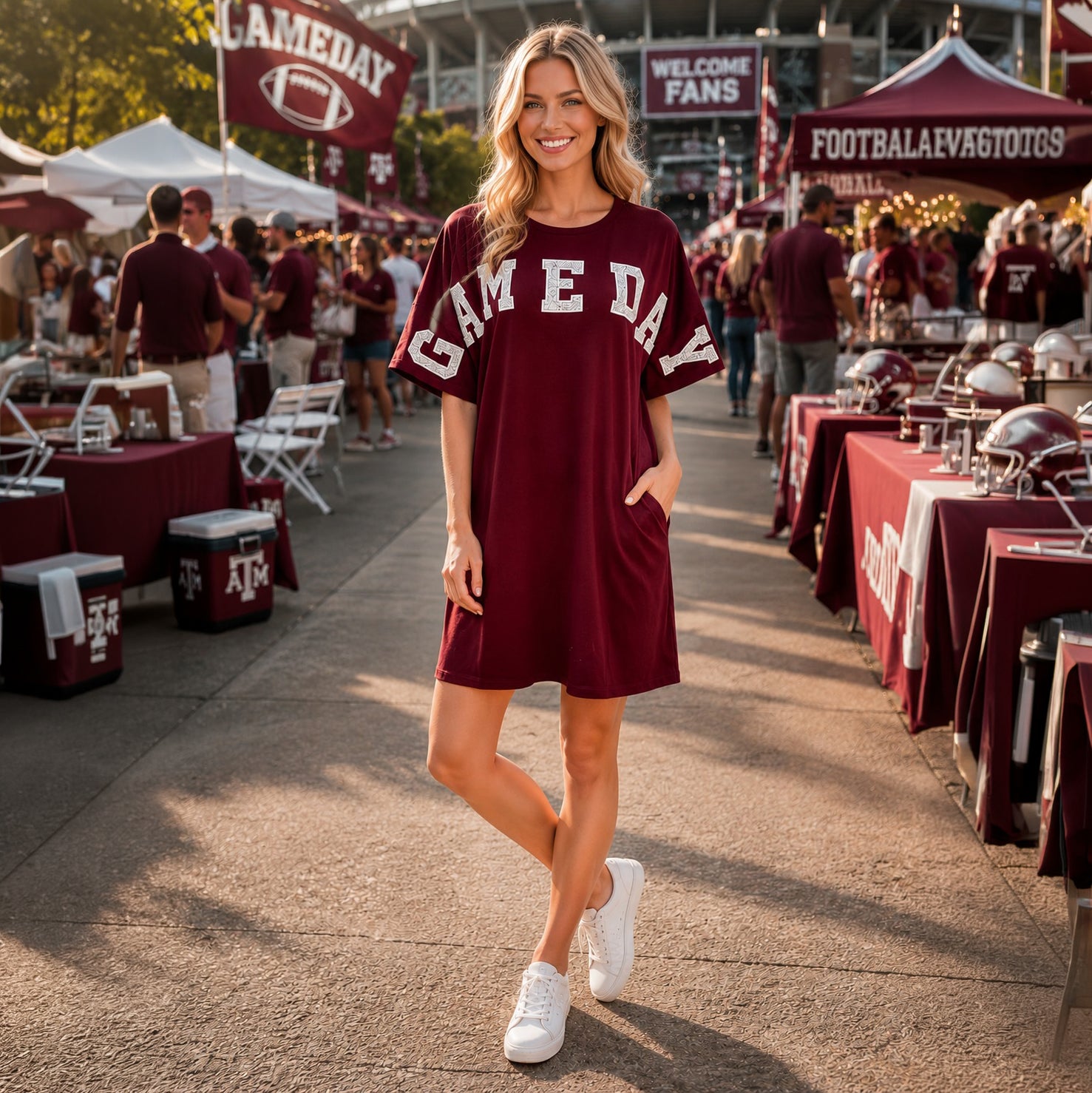 maroon t shirt dress 50343 – GAME DAY T-Shirt with Pockets Loose Fit Color:Sunshine Yellow Bebe Women's Flocking Mesh brand_Lilo-&-Stitch