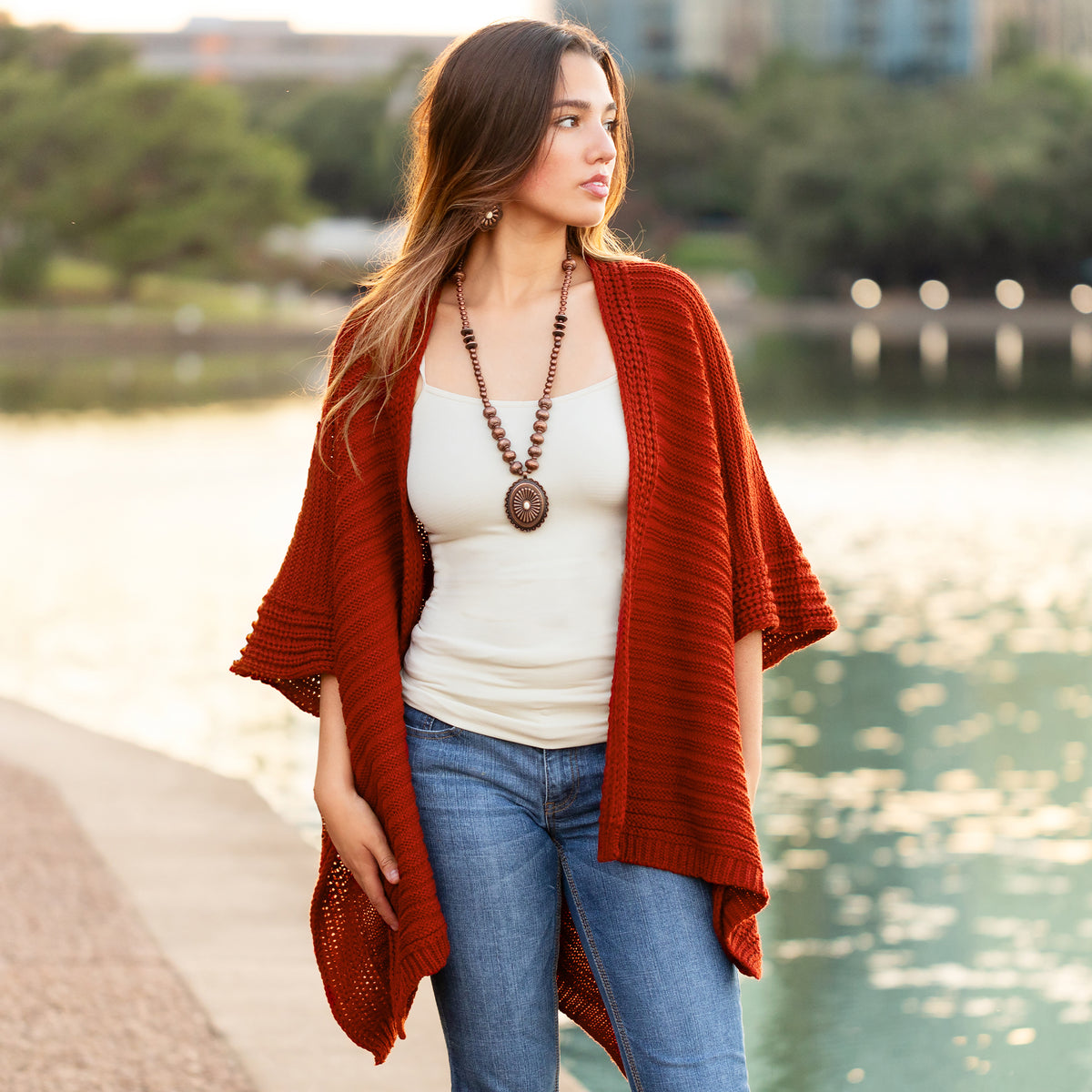 6399 - Oversized Knit Cardigan - Red