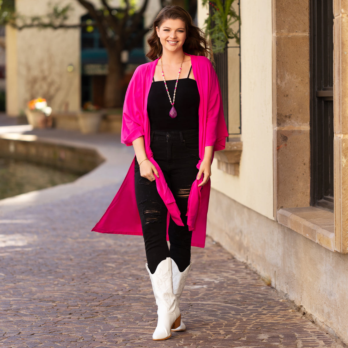 6510 - Solid Color Duster - Fuchsia