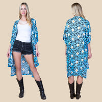 Load image into Gallery viewer, 6647 - Floral Leopard Print Duster - Blue
