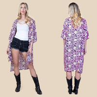 Load image into Gallery viewer, 6647 - Floral Leopard Print Duster - Pink
