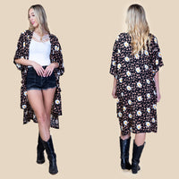 Load image into Gallery viewer, 6647 - Floral Leopard Print Duster - Black
