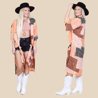 Load image into Gallery viewer, 6704 - Leopard Color Block Duster - Orange

