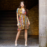 Load image into Gallery viewer, 6785 - Geometric Print Patchwork Dress with Pockets
