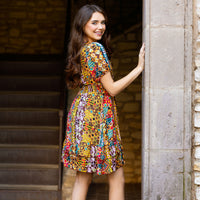 Load image into Gallery viewer, 6785 - Geometric Print Patchwork Dress with Pockets
