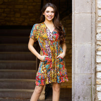 Load image into Gallery viewer, 6785 - Geometric Print Patchwork Dress with Pockets
