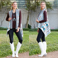 Load image into Gallery viewer, 6790 - Geometric Print Vest - Turquoise Brown
