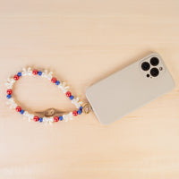 Load image into Gallery viewer, 70974 - USA Beaded Bow Phone Wristlet - Red White &amp; Blue
