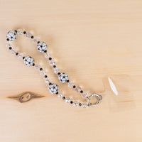Load image into Gallery viewer, 70980 - Beaded Soccer Phone Wristlet - Black &amp; White
