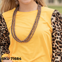 Load image into Gallery viewer, 10620 - Leopard Long Sleeve Puffed Top - Gold
