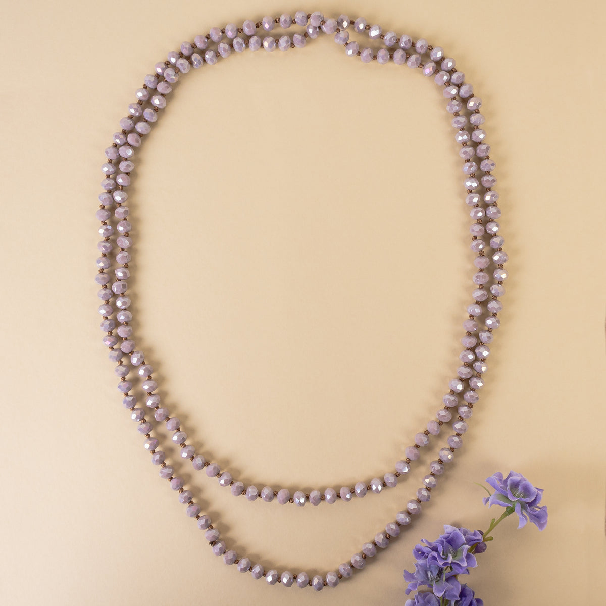 72028-12 - Crystal Beaded Necklace - Purple AB