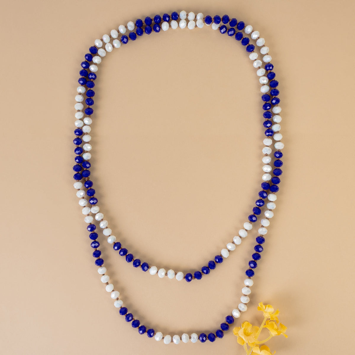 72028-38 - Crystal Beaded Necklace - Blue & White