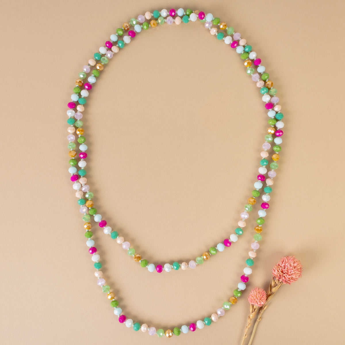 72028-42 - Crystal Beaded Necklace - Multi