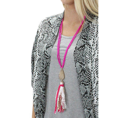 72390 - Tassel Necklace - Fuchsia