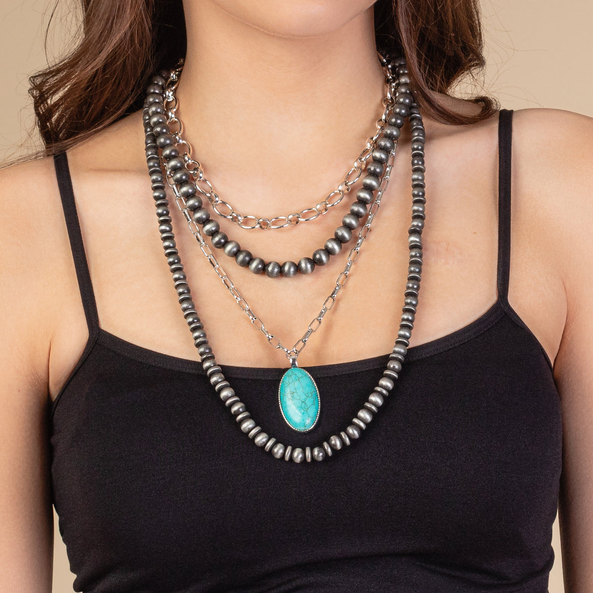 72915 - Squash Blossom Necklace - Turquoise & Silver