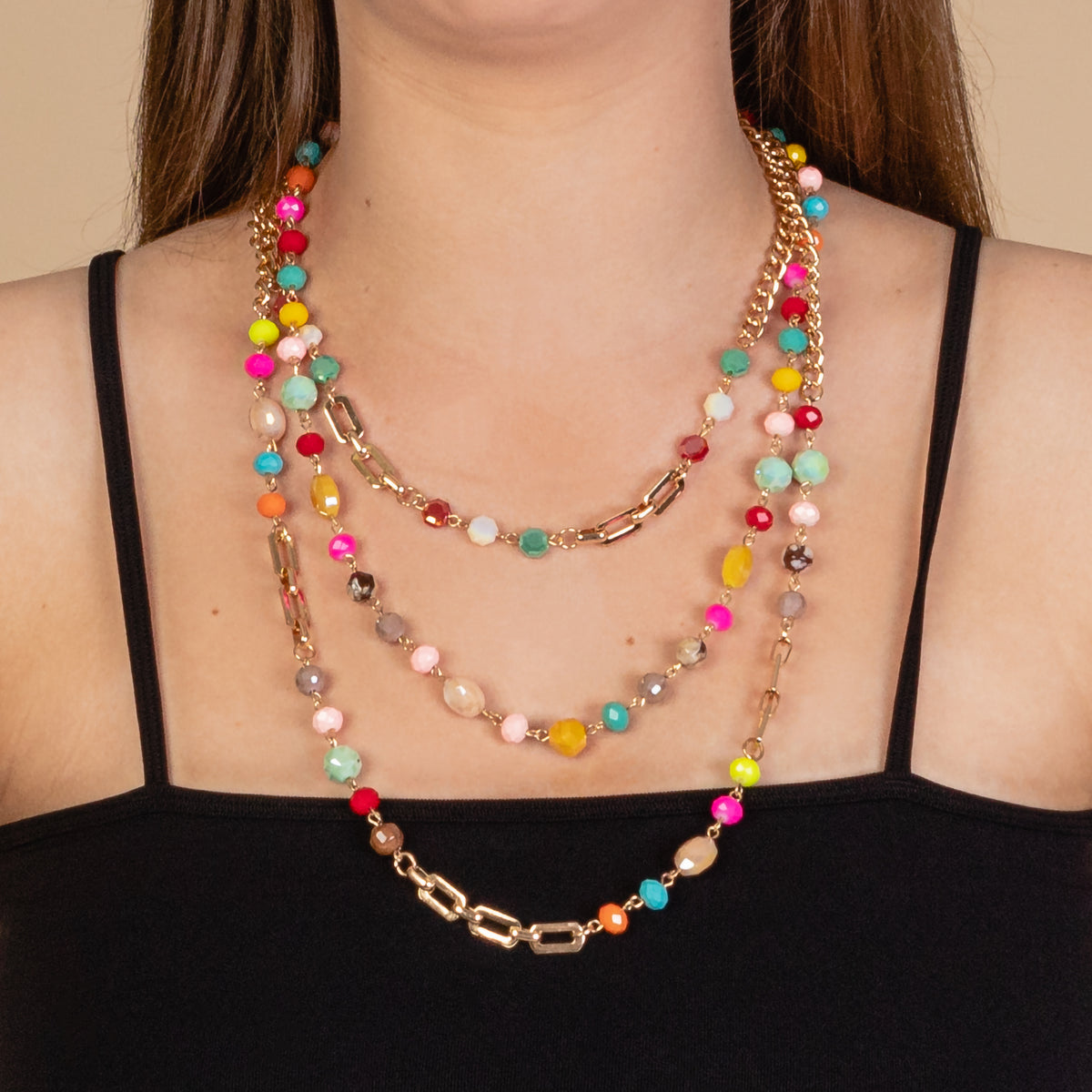 72936 - Layered Beaded Necklace - Multi