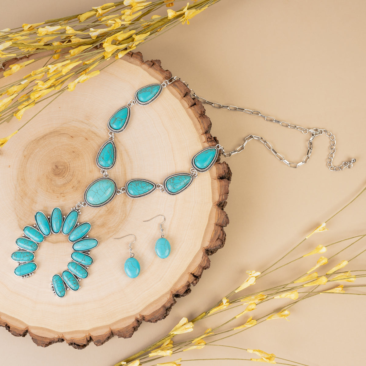 72946 - Squash Blossom Necklace - Turquoise & Silver