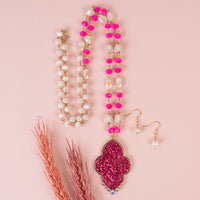 Load image into Gallery viewer, 72947 - Glitter Pendant Necklace - Fuchsia
