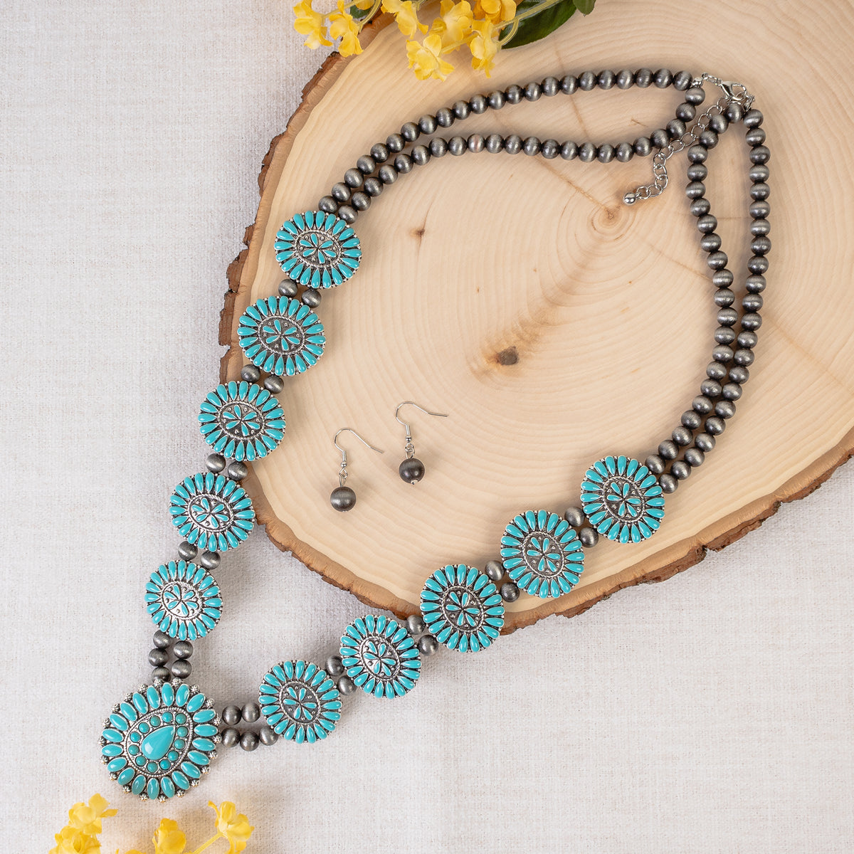 72965 - Squash Blossom Necklace - Turquoise & Silver