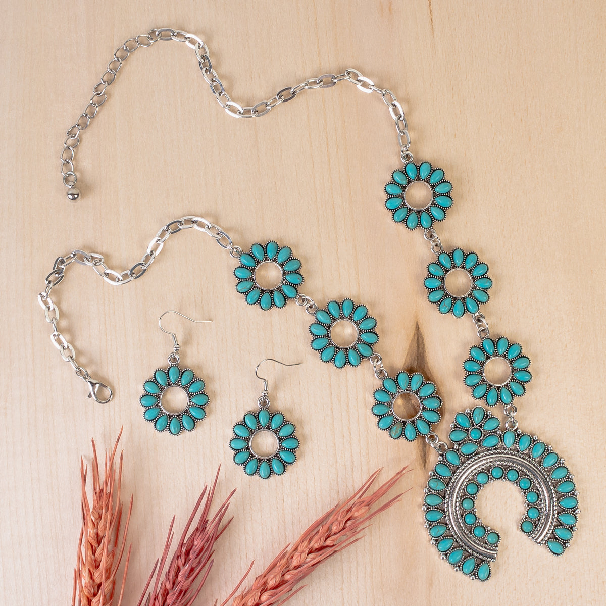 72966 - Squash Blossom Necklace - Turquoise & Silver