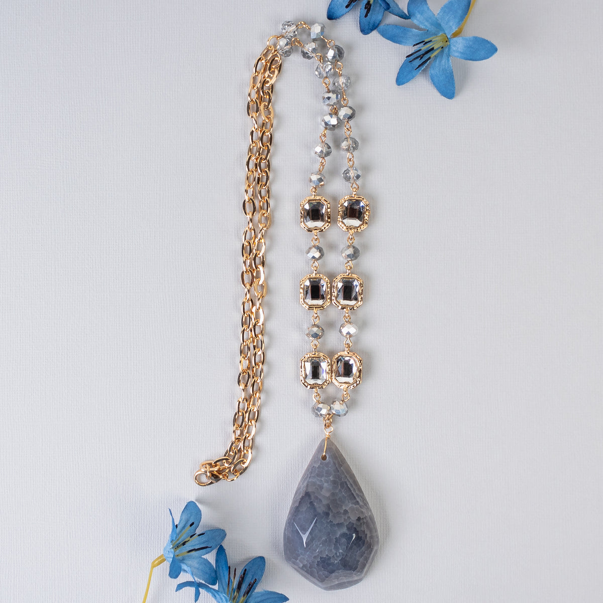 72975 - Natural Stone Necklace - Grey