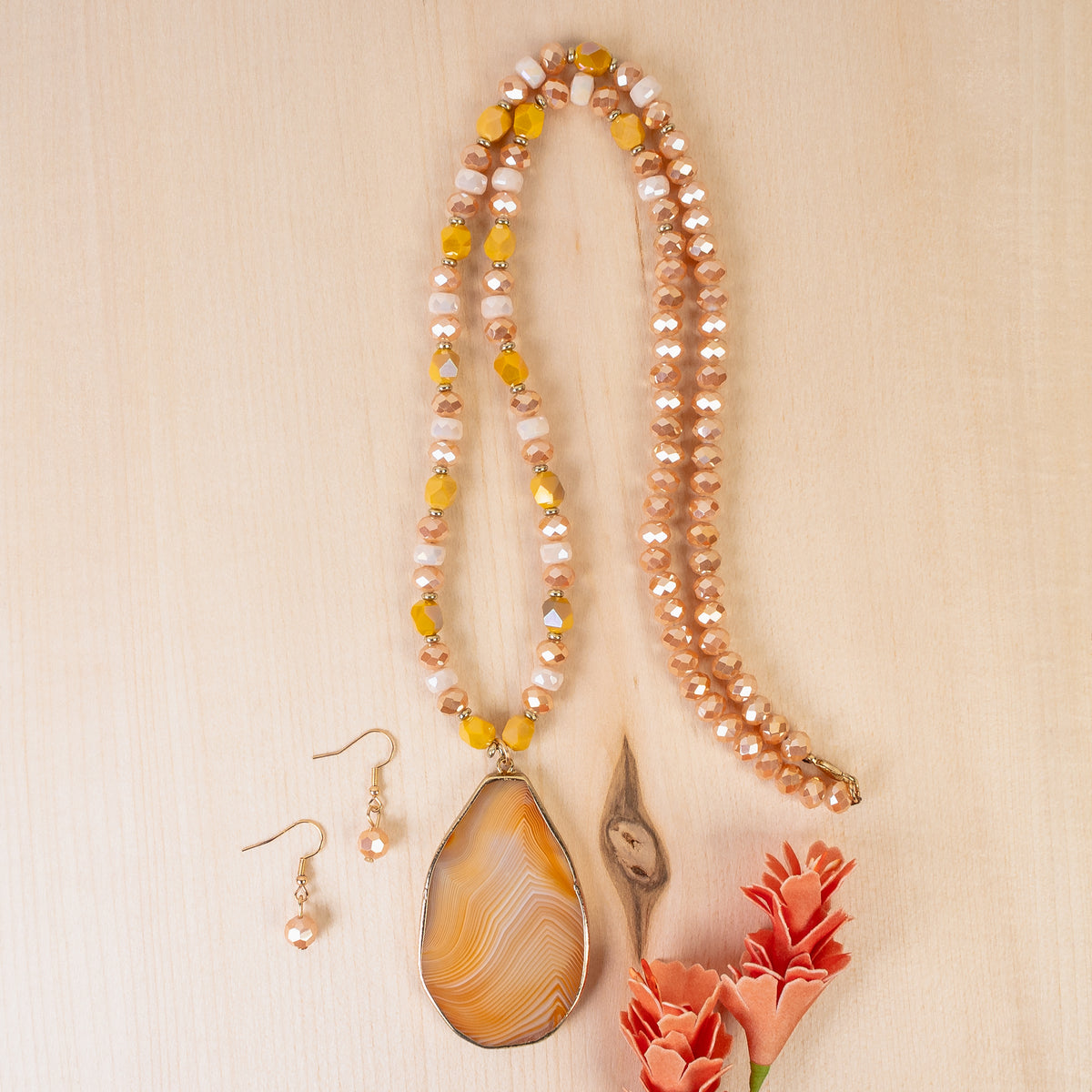 72976 - Natural Stone Necklace - Champagne