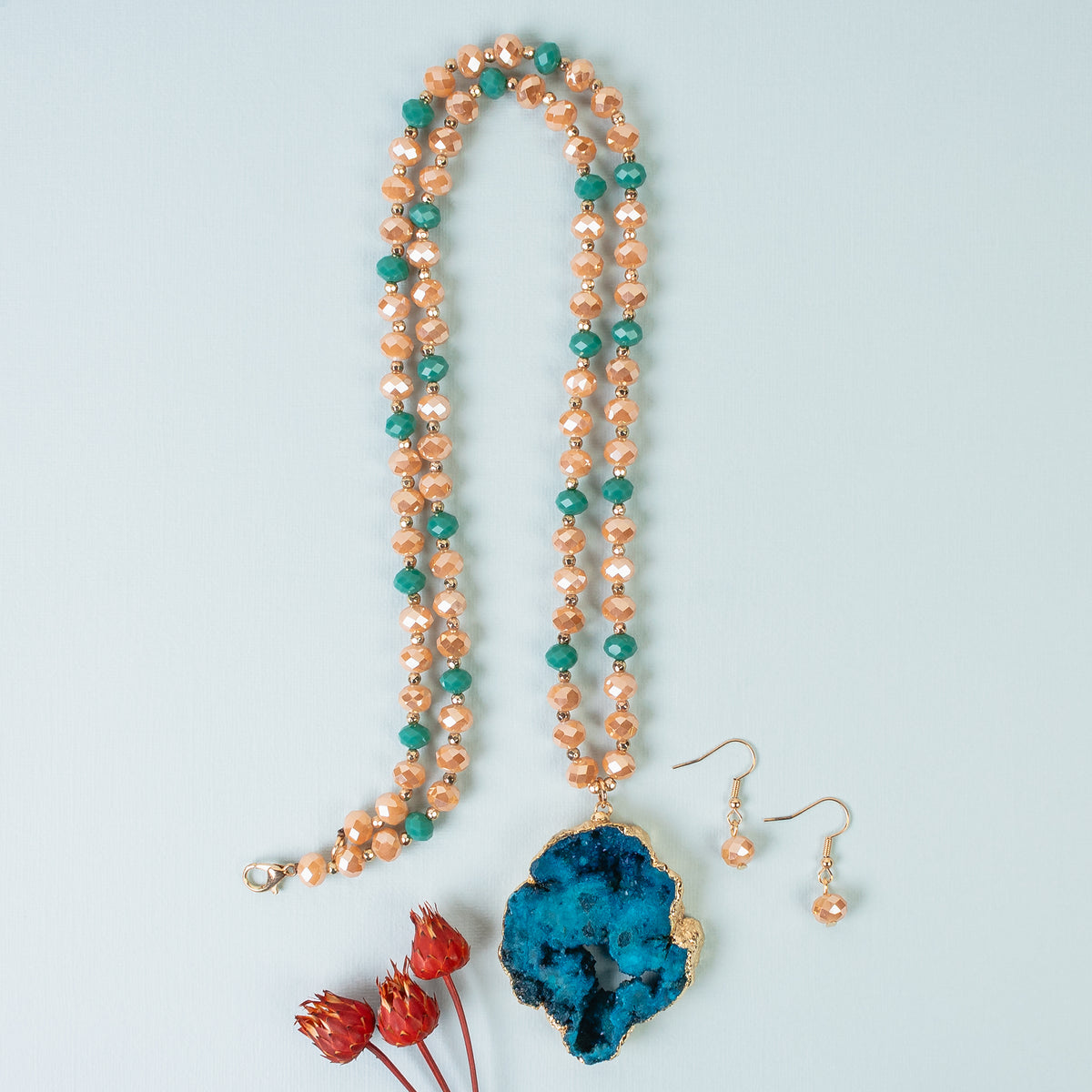 72977 - Natural Stone Necklace - Turquoise